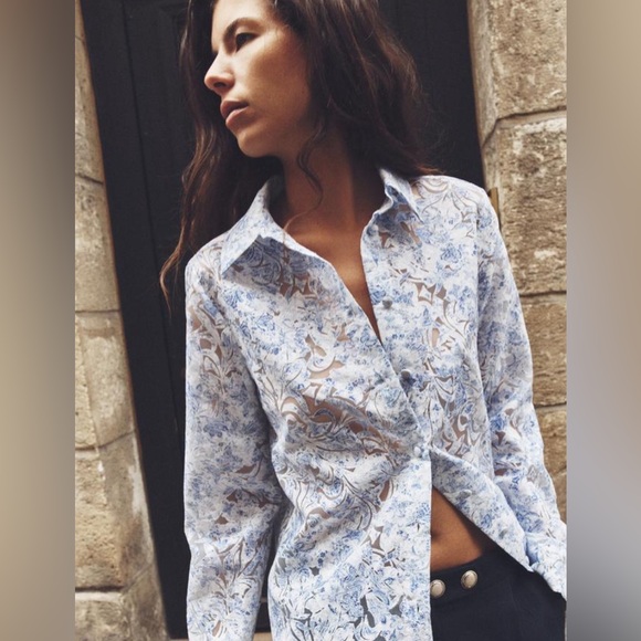 DEVORÉ PRINTED SHIRT, Zara | Size Medium - Picture 1 of 8